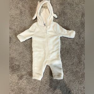 Bunny-Critter Hooded Sherpa One-Piece for Baby